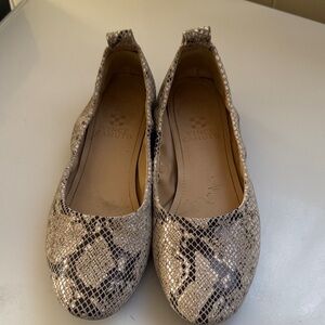 Vince Camuto Beige and Black Snake Print Loafers